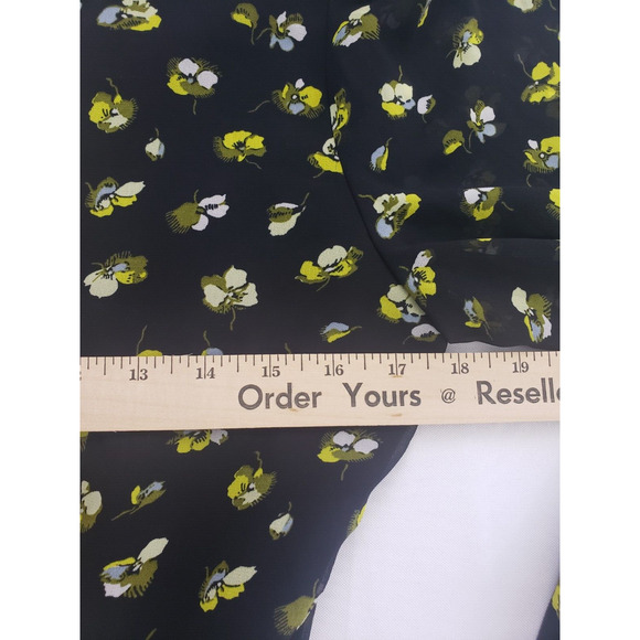 Banana Republic Black Floral Ruffle Faux Wrap Top sz XS Boho Whimsical Fairy - Picture 7 of 10